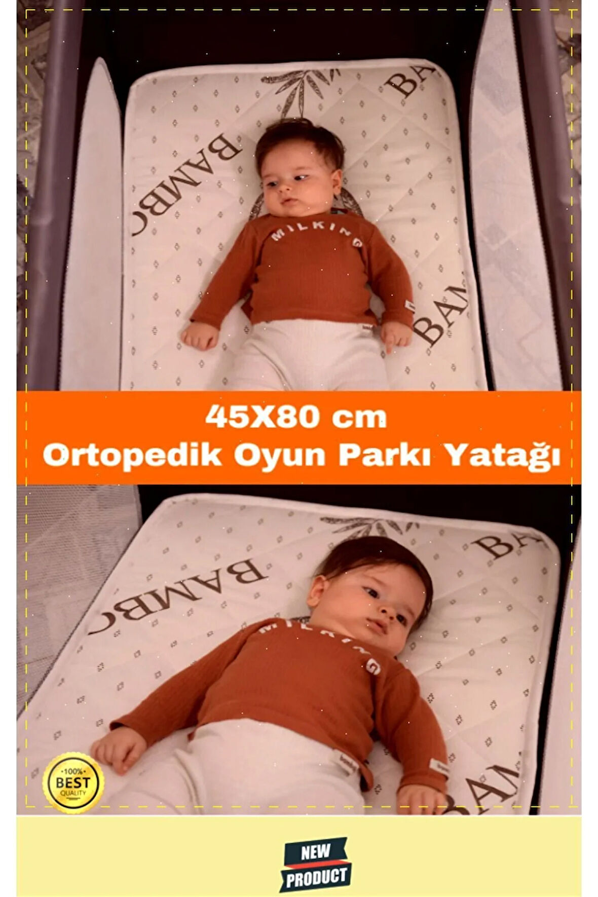 Bambu Oyun Parkı 45X80X10 cm Ortopedik Oyun Parkı Yatağı