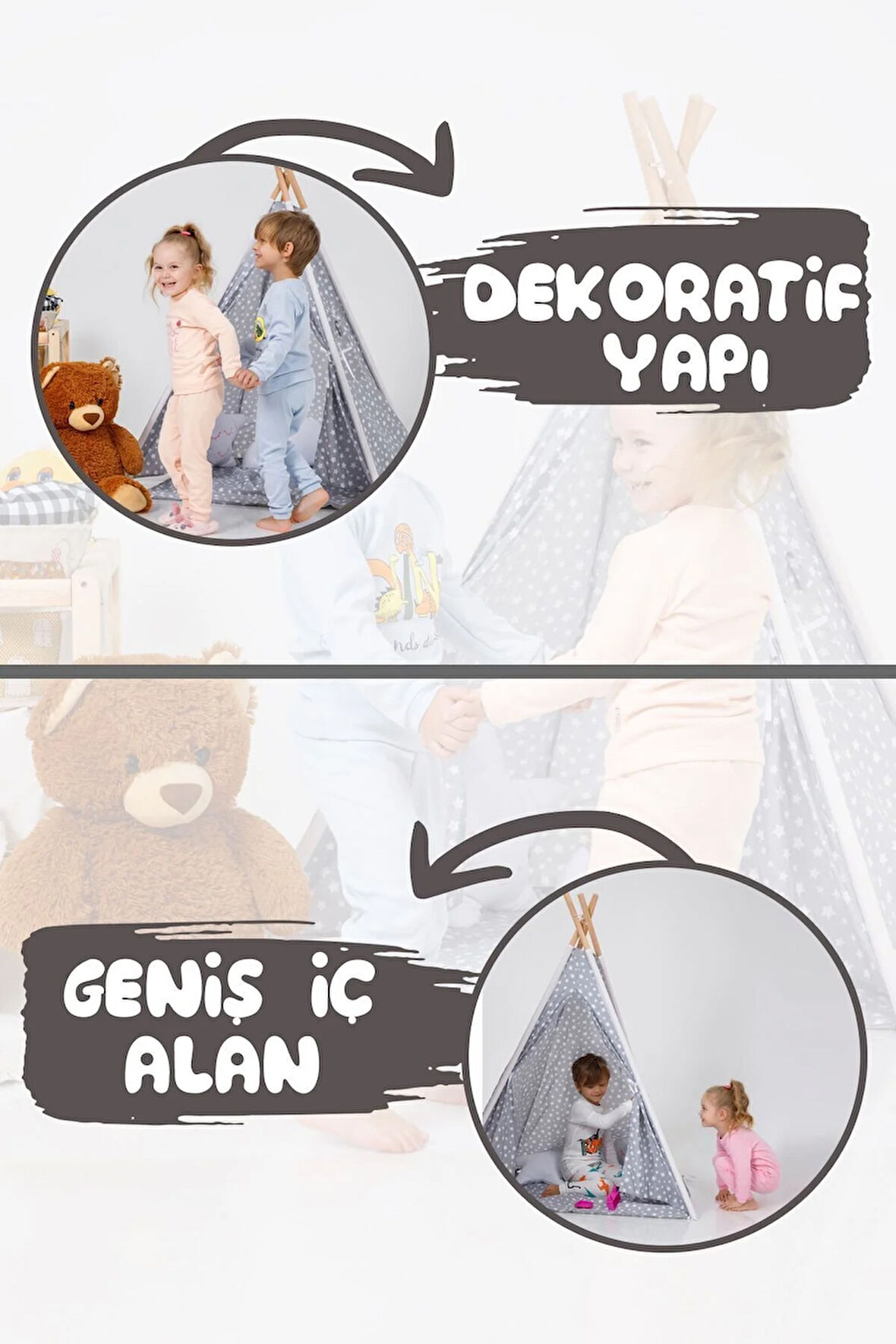 Çocuk Çadır Oyuncak Ev Devrilmez Toplanmaz Kızılderili Geniş Alan Pamuklu Çocuk Oyun Çadırı Kız Erke