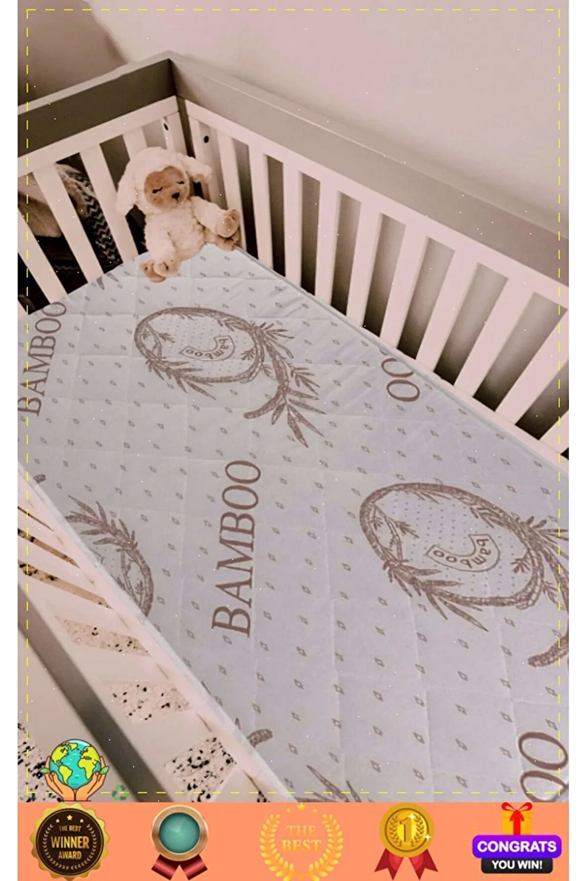 Lüks Ortopedik Bamboo Bebek Yatagı Anne Yanı Bebek Yatak