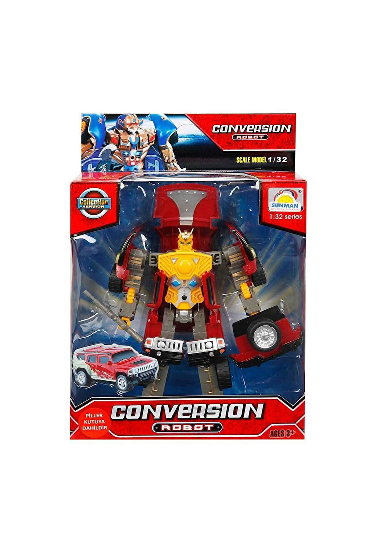 Kız Çocuk Oyuncak Erkek Çocuk Oyuncak 81234 Sunman, 1:32 Sesli ve Işıklı Dönüşebilen Robot Eğitici O