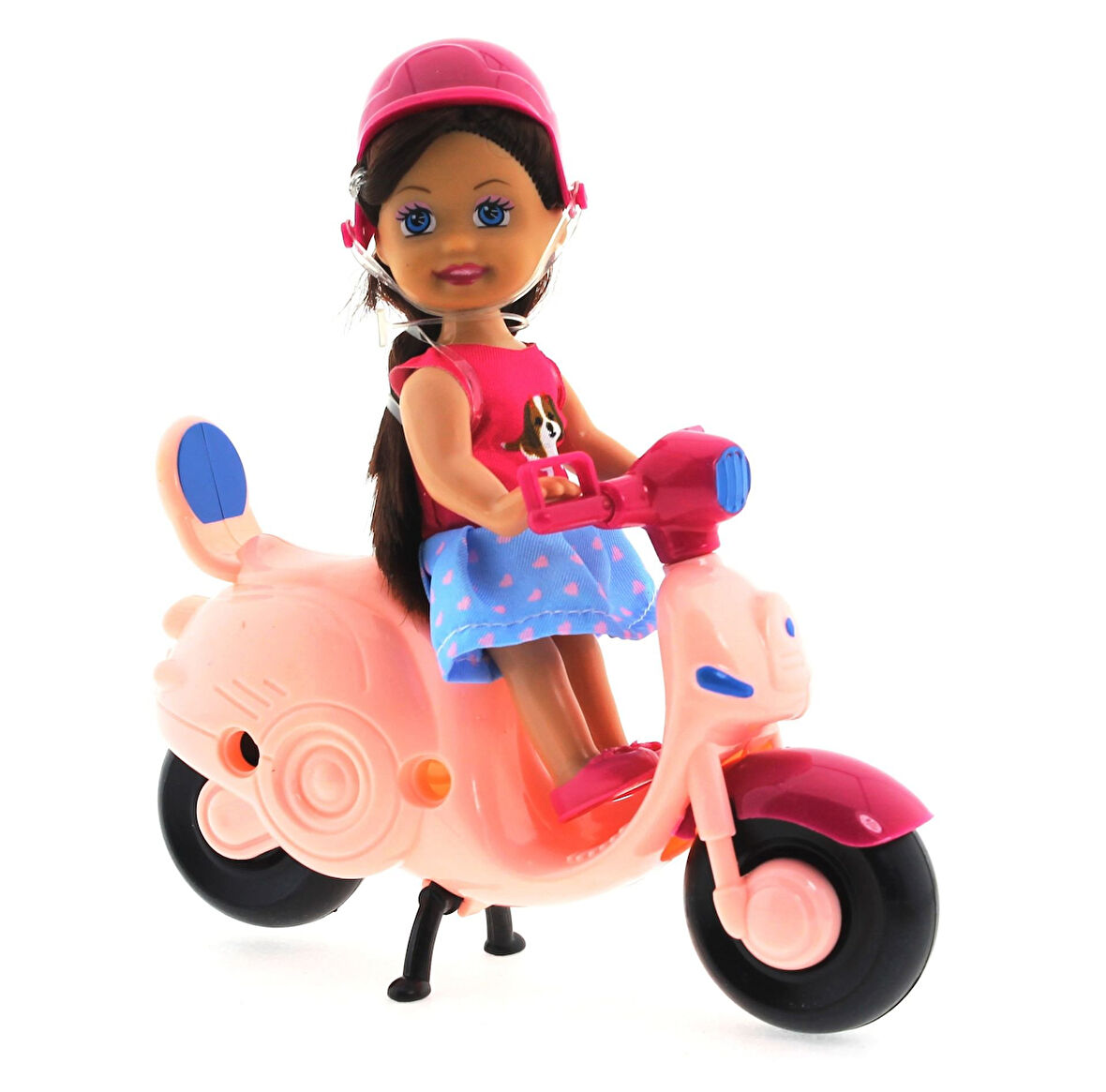 Eğlenceli Oyuncak Cute Doll Mini Bebek ve Pembe Vespa Kız Erkek Çocuk Eğitici