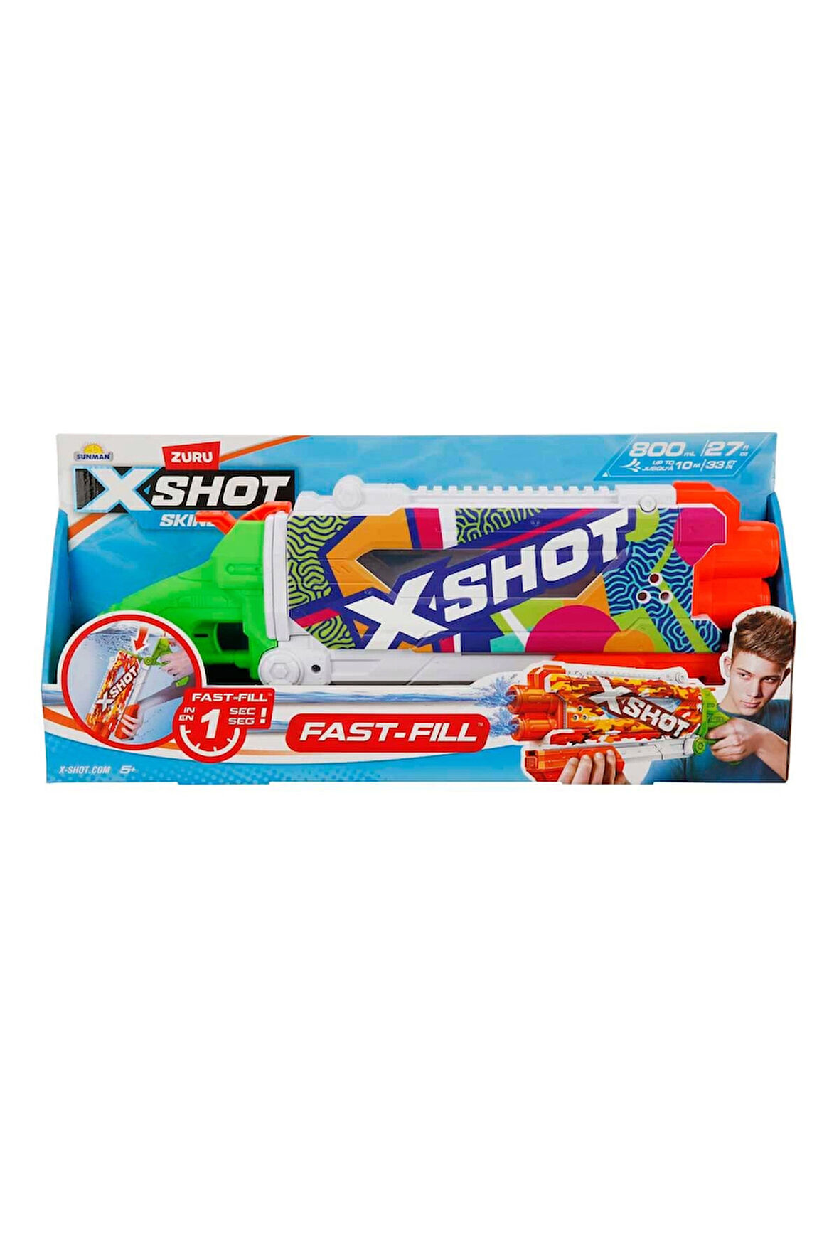 Kız Çocuk Oyuncak Erkek Çocuk Oyuncak X-Shot Skins Pump Action Fast Fill Su Tabancası 49,5cm - S0000