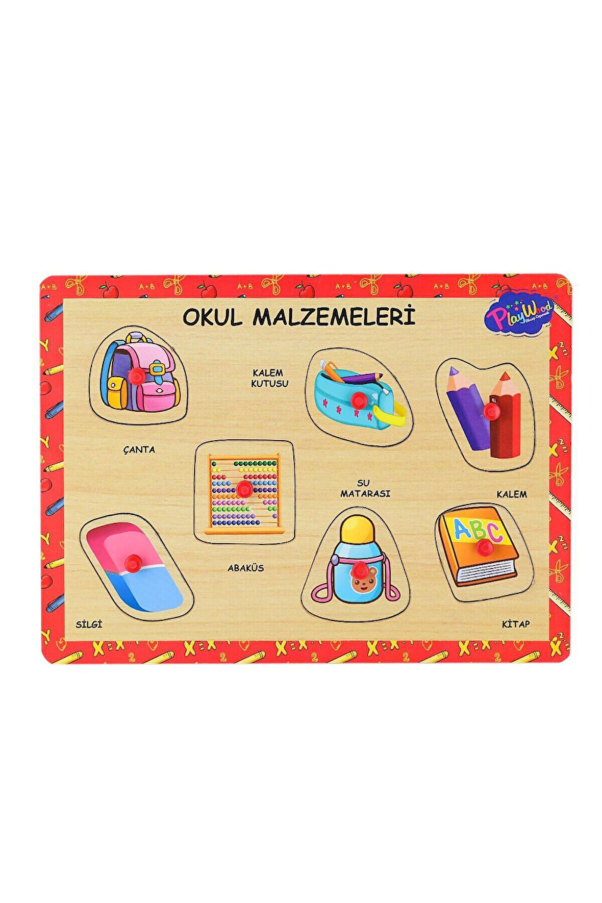 Kız Çocuk Oyuncak Erkek Çocuk Oyuncak ONY-196-197 Ahşap Tutmalı Okul Malzemeleri -Onyıl Oyuncak Eğit