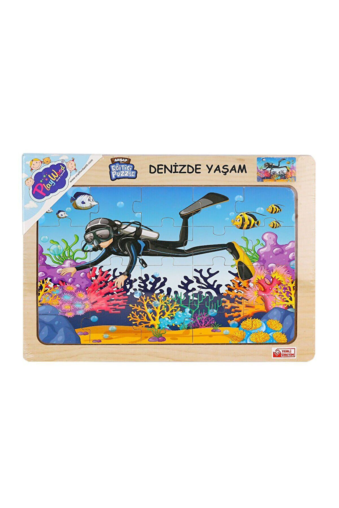 Kız Çocuk Oyuncak Erkek Çocuk Oyuncak ONY-187-188-189-190 Ahşap Eğitici Puzzle Denizde Yaşam Eğitici
