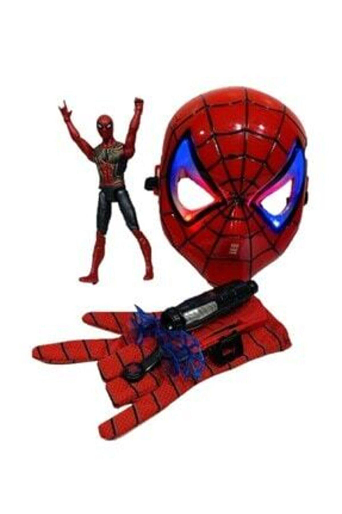 Eğitici Öğretici Çocuk Oyuncaklar Ağ Atan Eldiven Işıklı Maske 18Cm Işıklı Figür 3 Lü Set Oyuncak