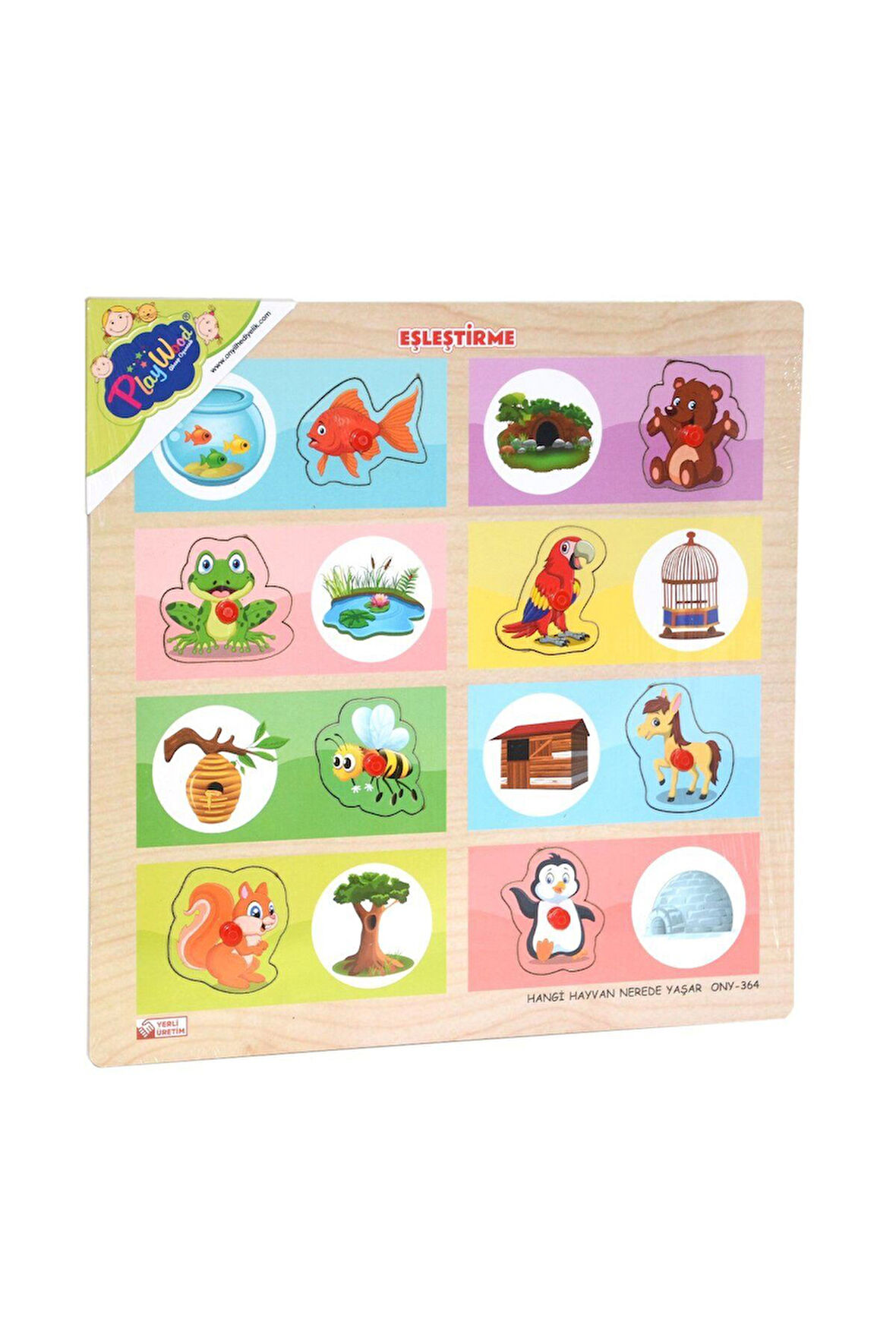 Kız Çocuk Oyuncak Erkek Çocuk Oyuncak ONY-363-364 Ahşap Tutmalı Eşleştirme Hangi Hayvan Nerede Yaşar