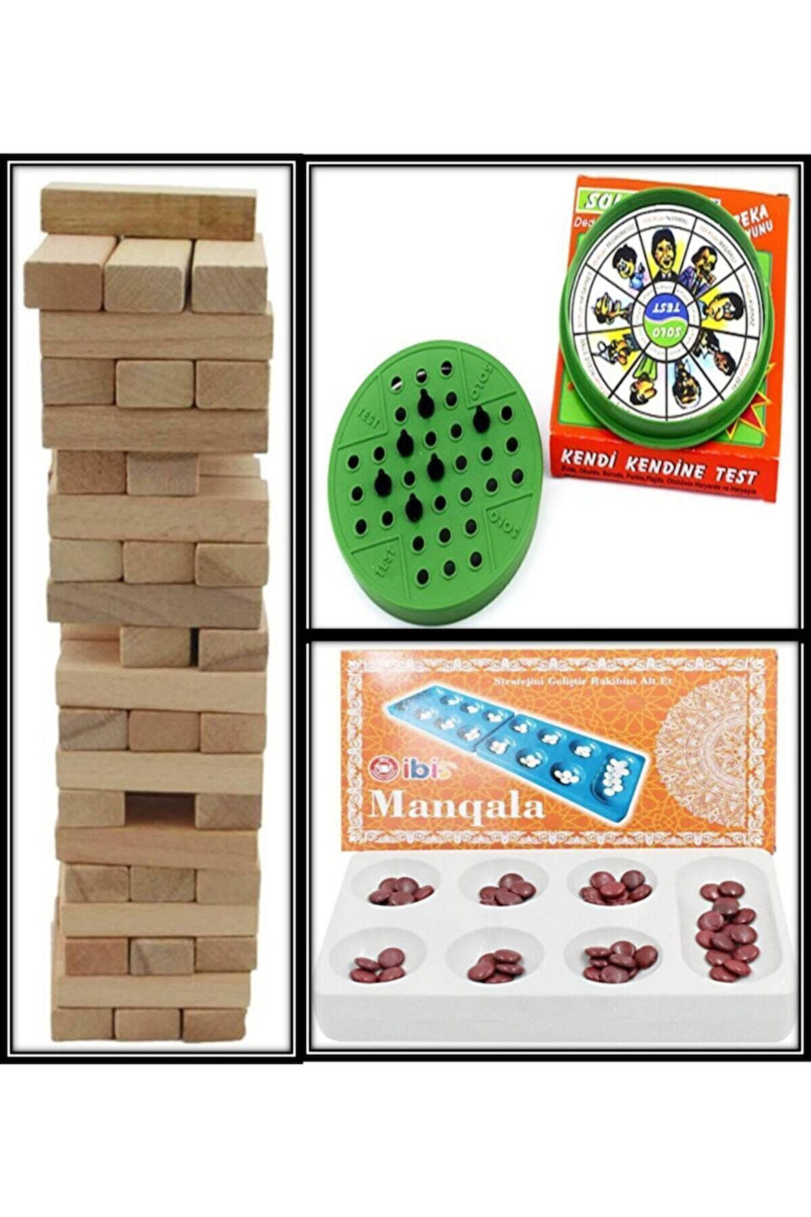 Eğitici Öğretici Çocuk Oyuncaklar 54 Parça Jenga Denge Oyunu Ve Solo Test - Mangala Zeka Oyunu Eğiti