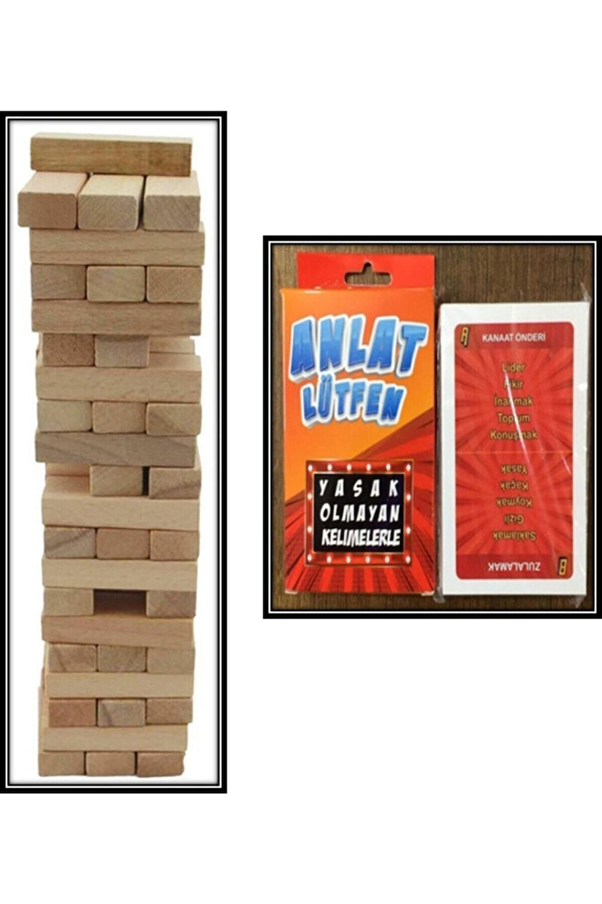 Eğitici Öğretici Çocuk Oyuncaklar 54 Parça Jenga - Lütfen Anlat Seti