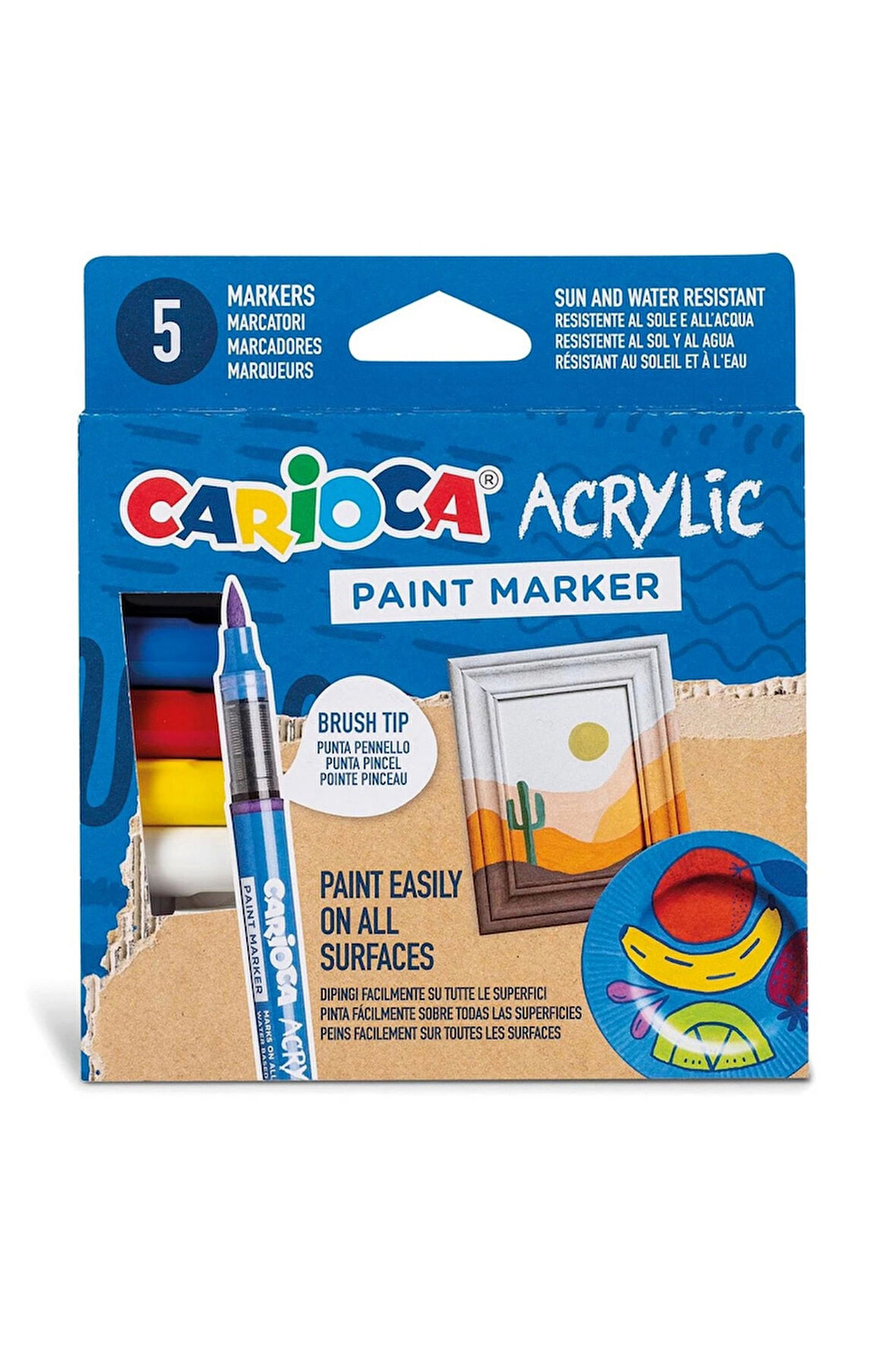 Kız Çocuk Oyuncak Erkek Çocuk Oyuncak Carioca Akrilik Paint Marker Su Bazlı Fırça Uçlu 5'li Eğitici