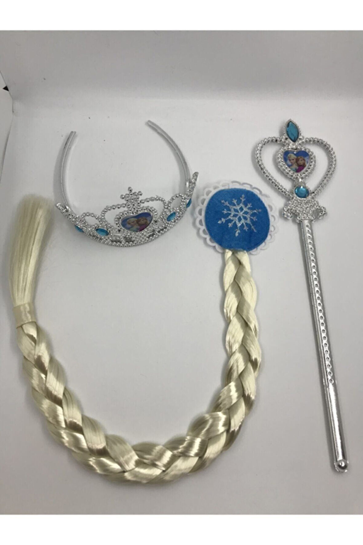 Eğitici Öğretici Çocuk Oyuncaklar Karlar Ülkesi Frozen Elsa Taç Örgü Saç Asa Seti