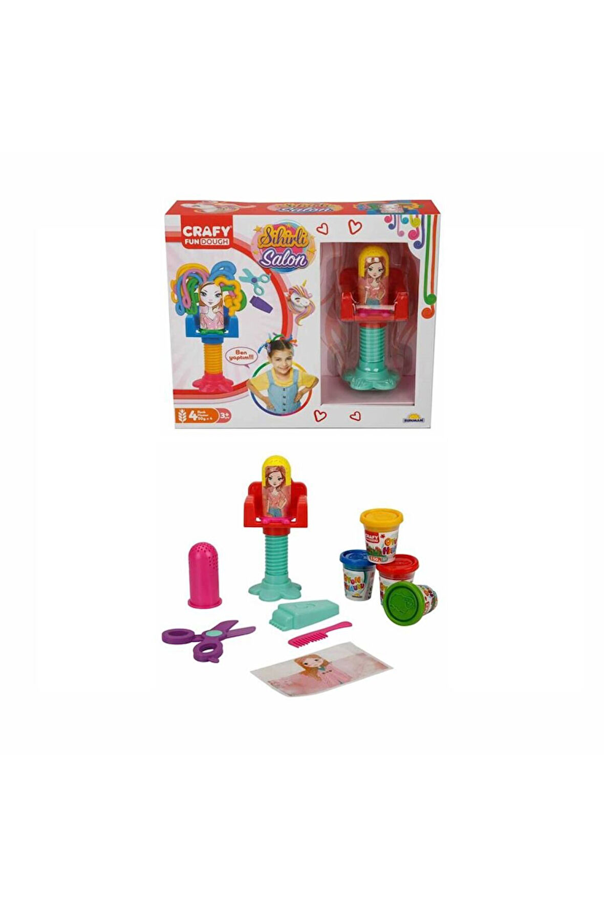 Kız Çocuk Oyuncak Erkek Çocuk Oyuncak OYUN HAMUR SET ORT SİHİRLİ SALON 4X50GR Eğitici Oyuncaklar