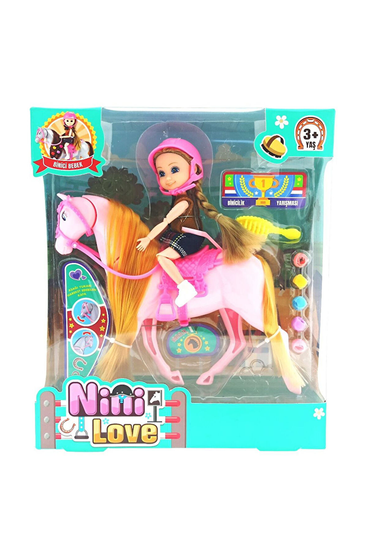 Kız Çocuk Oyuncak Erkek Çocuk Oyuncak Nini Love Binici Bebek Pembe At Eğitici Oyuncaklar