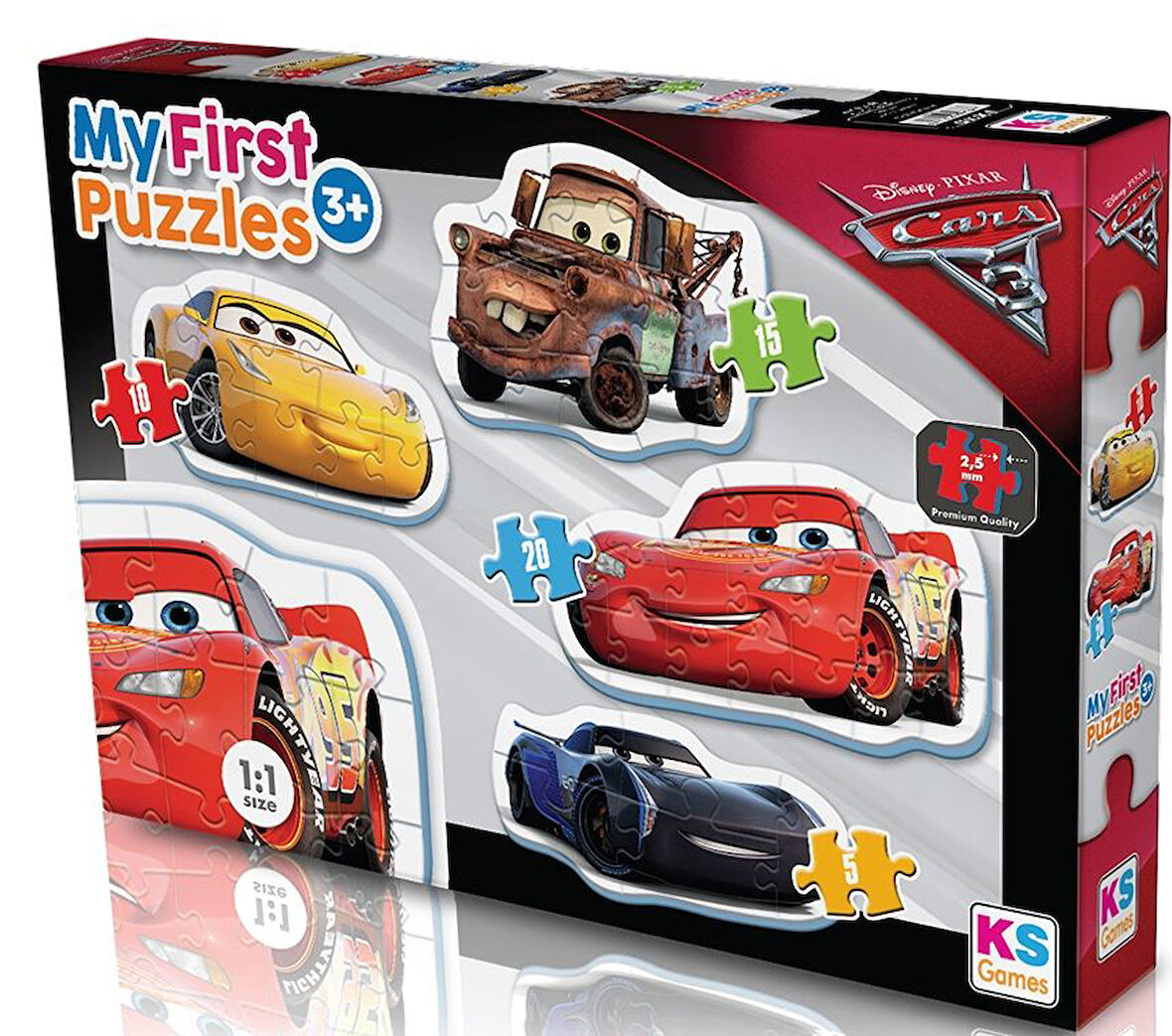 Öğretici Oyuncak KS Baby Puzzle Cars My First Puzzle 4 in 1 Çerçevesiz Kız Erkek Çocuk Eğitici Eğ