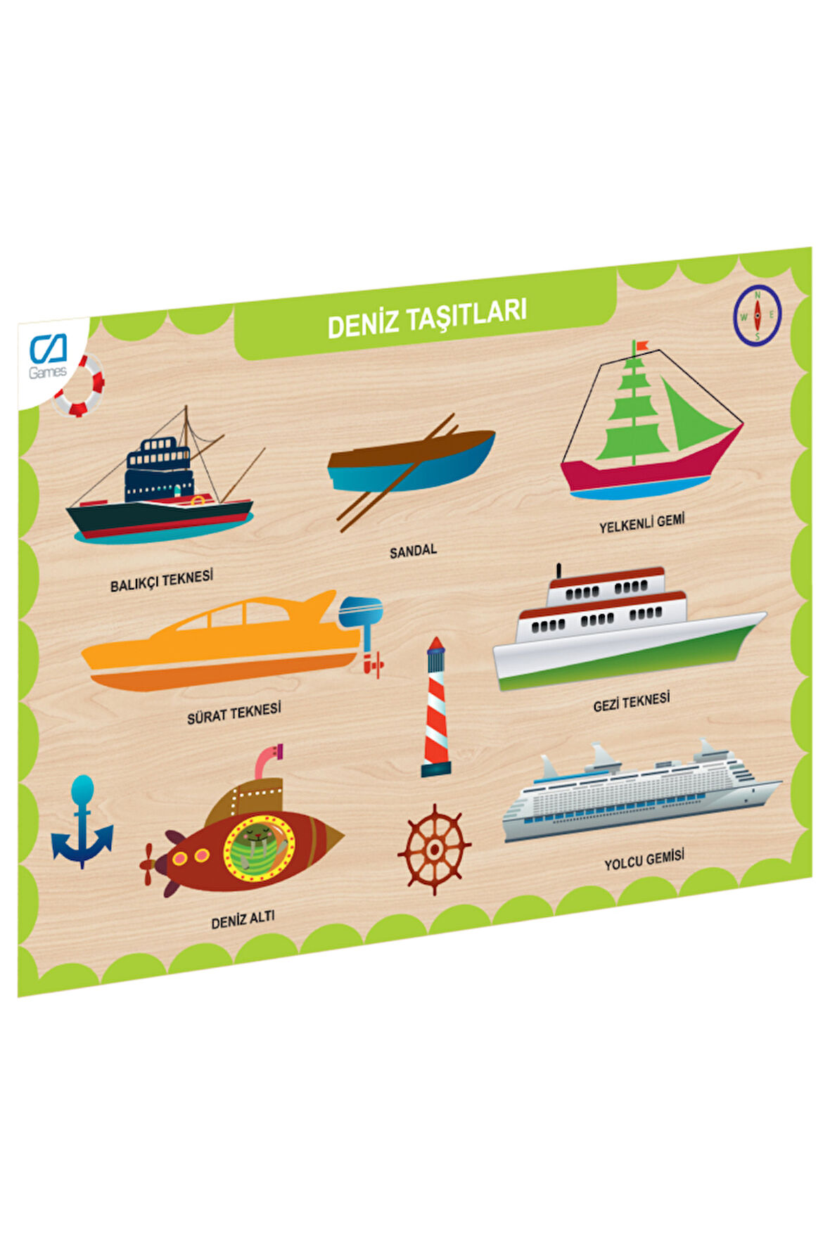 Kız Çocuk Oyuncak Erkek Çocuk Oyuncak CAAHS-3201 CAMES AHŞAP DENİZ TAŞITLARI BUL-TAK Eğitici Oyuncak