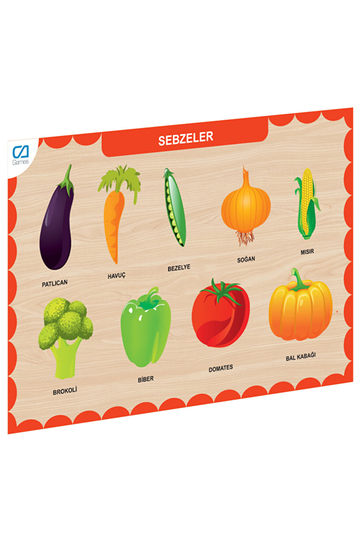 Kız Çocuk Oyuncak Erkek Çocuk Oyuncak CAAHS-3205 CA GAMES AHŞAP SEBZELER BUL-TAK Eğitici Oyuncaklar