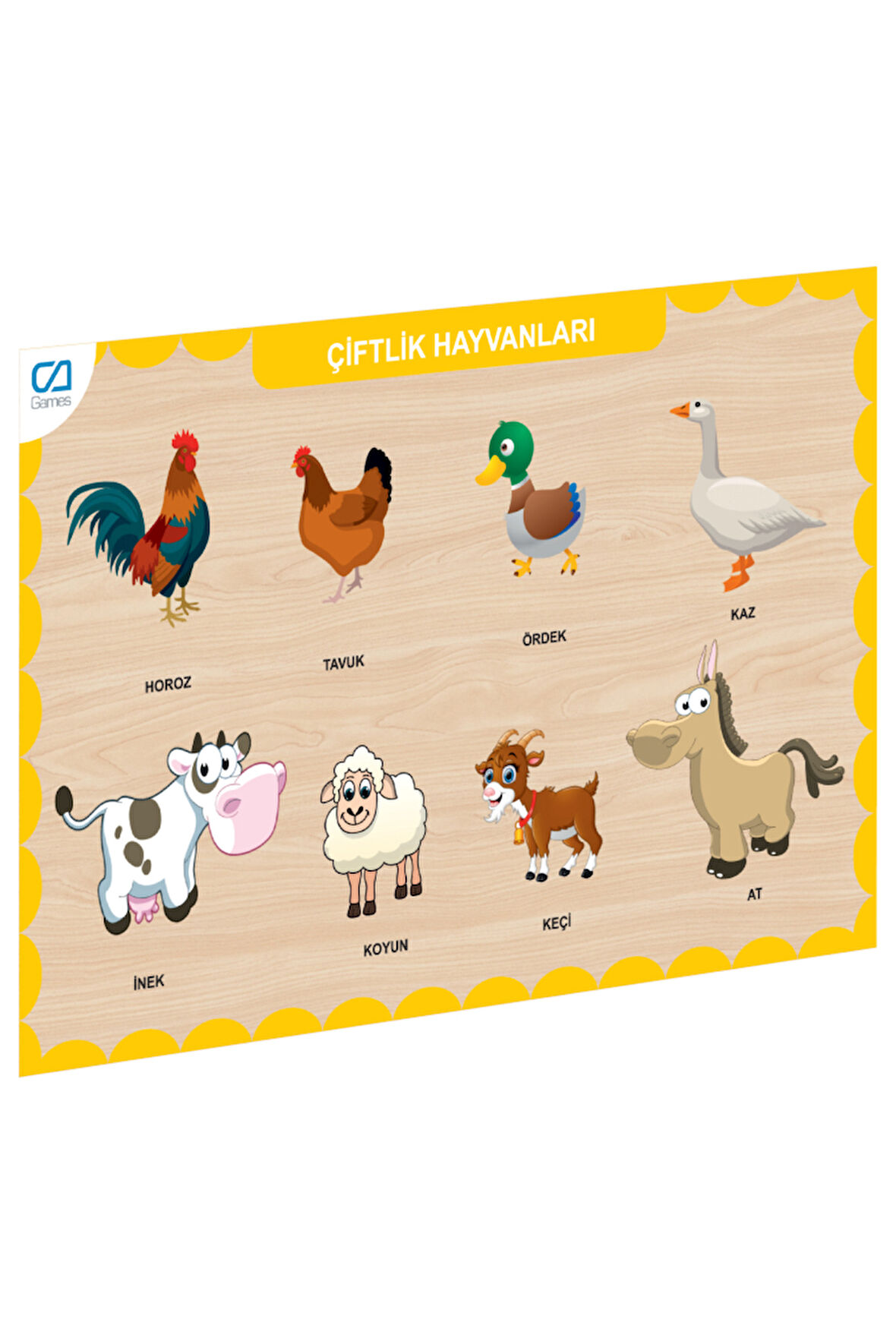 Kız Çocuk Oyuncak Erkek Çocuk Oyuncak CAAHS-3211 CA GAMES AHŞAP ÇİFTLİK HAYVANLARI BUL-TAK Eğitici O
