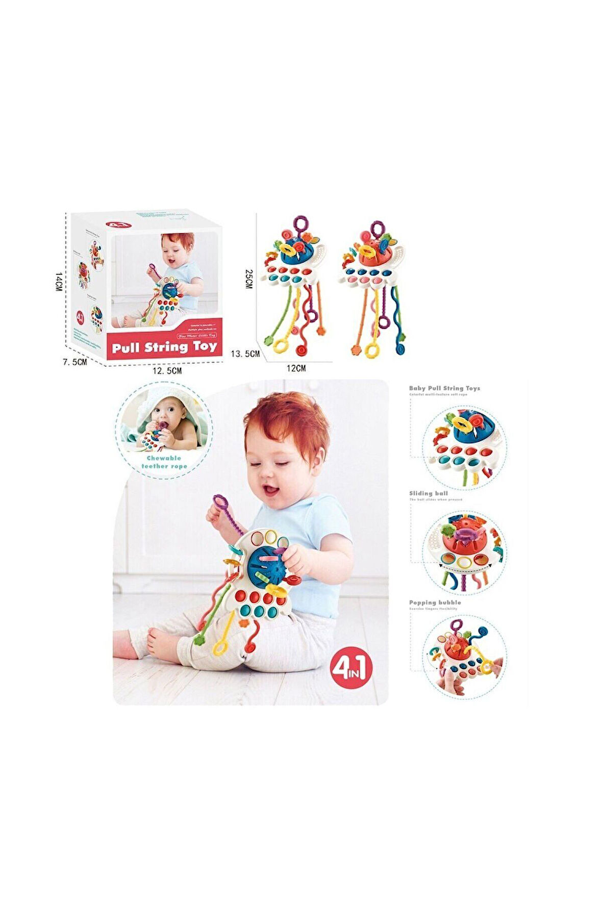Kız Çocuk Oyuncak Erkek Çocuk Oyuncak BIB68859-Vardem Duyusal Montessori Oyuncaklar Toplu-Çekme İpli