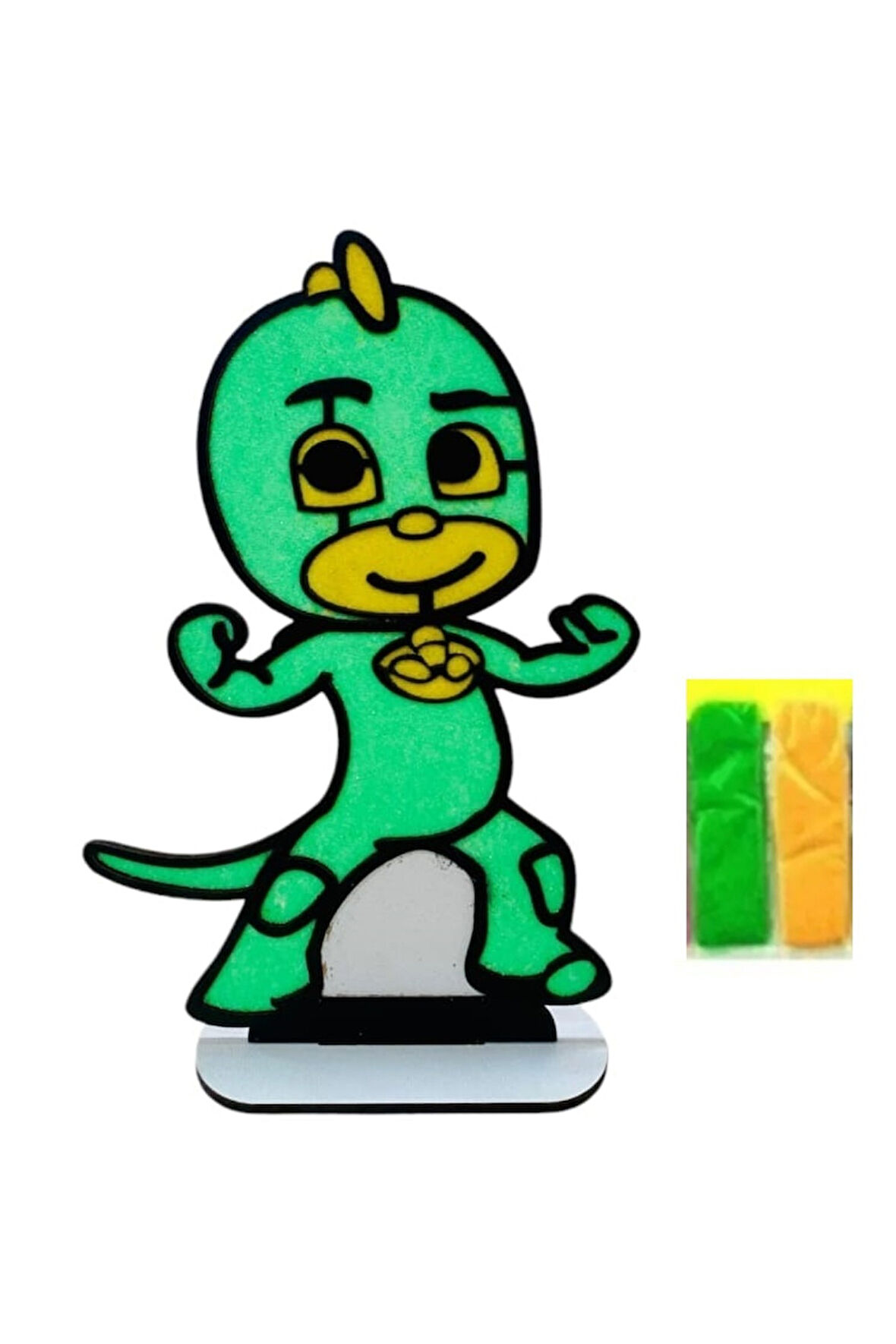 Eğitici Öğretici Çocuk Oyuncaklar Pijamask Kertenkele Ahşap Tuz Boyama Oyunu : Boya Ve Masa Üstüne B