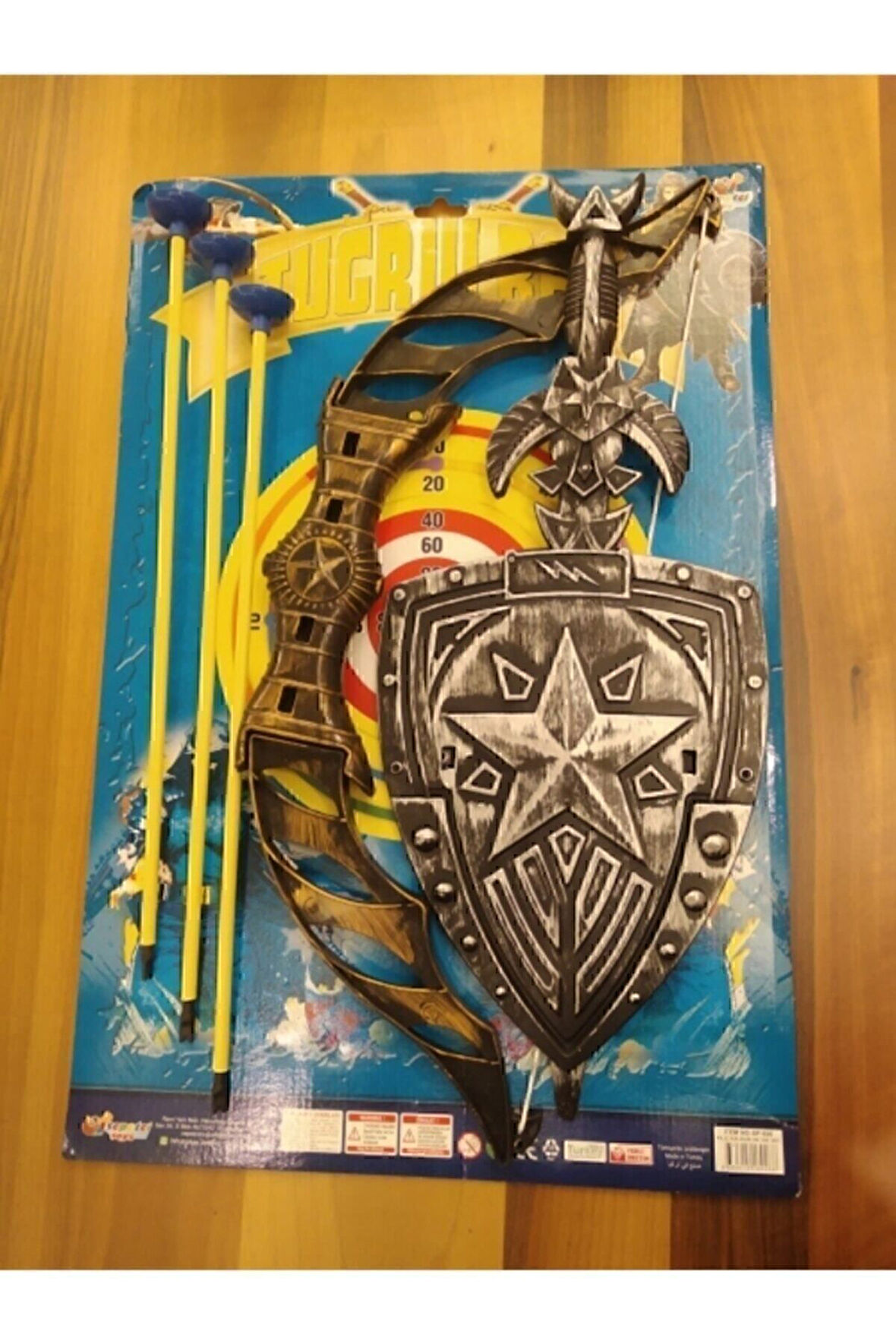 Eğitici Öğretici Çocuk Oyuncaklar Erkek Çocuk Siyah Ok Yay Kılıç Kalkan Seti