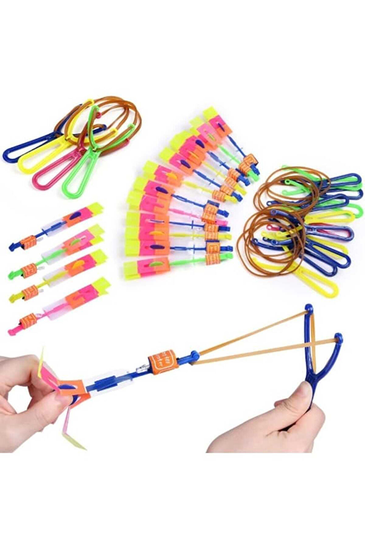 Eğitici Öğretici Çocuk Oyuncaklar 5Adet Led Işıklı Sapan Havada Süzülen Oyuncak Mancınık Sapan