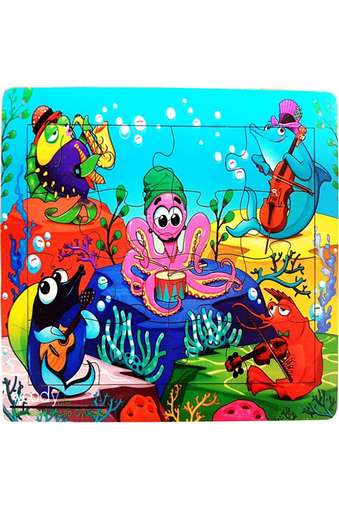 Eğitici Öğretici Çocuk Oyuncaklar Deniz Ahtapot Tasarımlı 56 Parça Ahşap Puzzle Yapboz