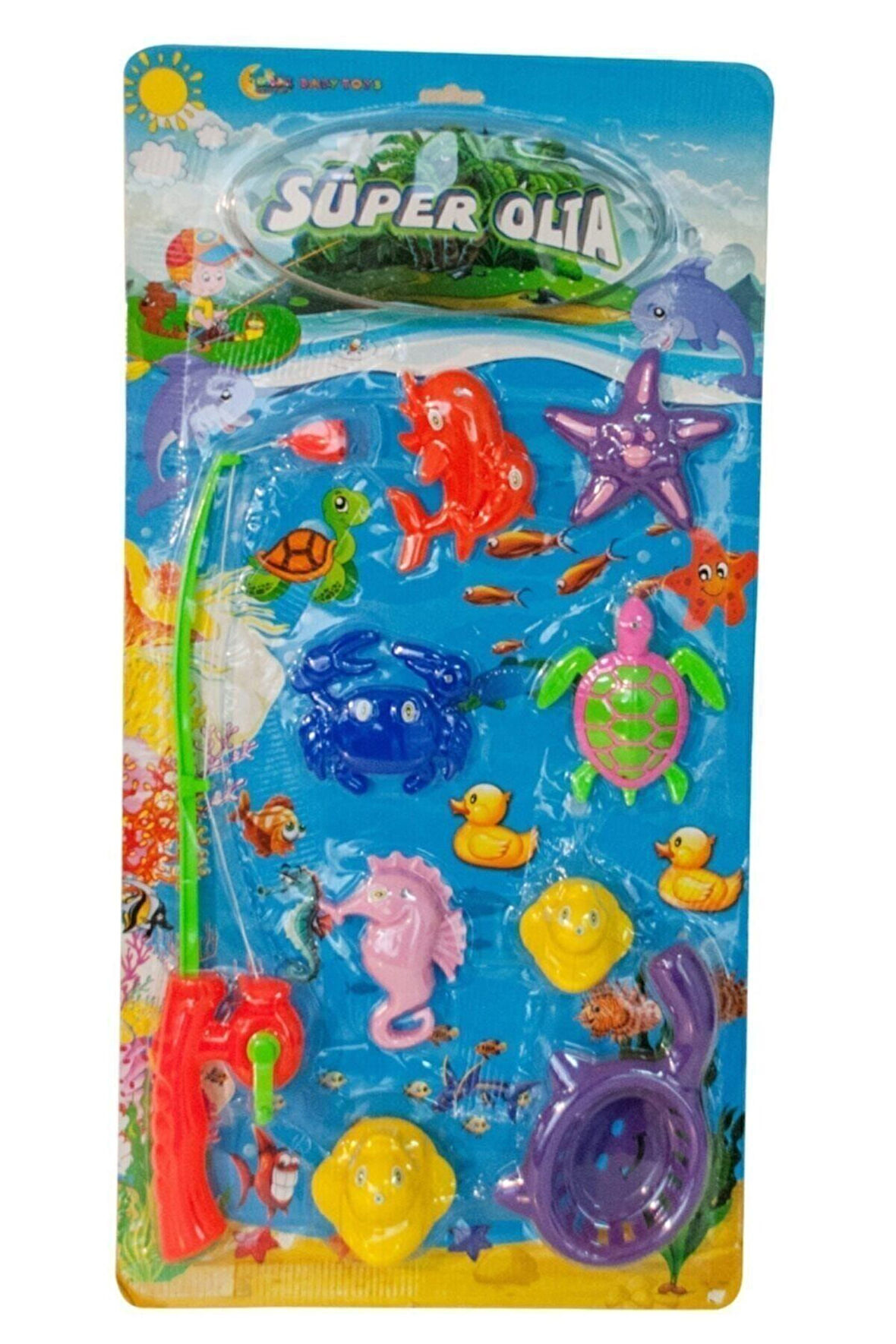 Eğitici Öğretici Çocuk Oyuncaklar Mıknatıslı Olta Balık Etkinlik Seti - Kartelada Okyanus Canlıları