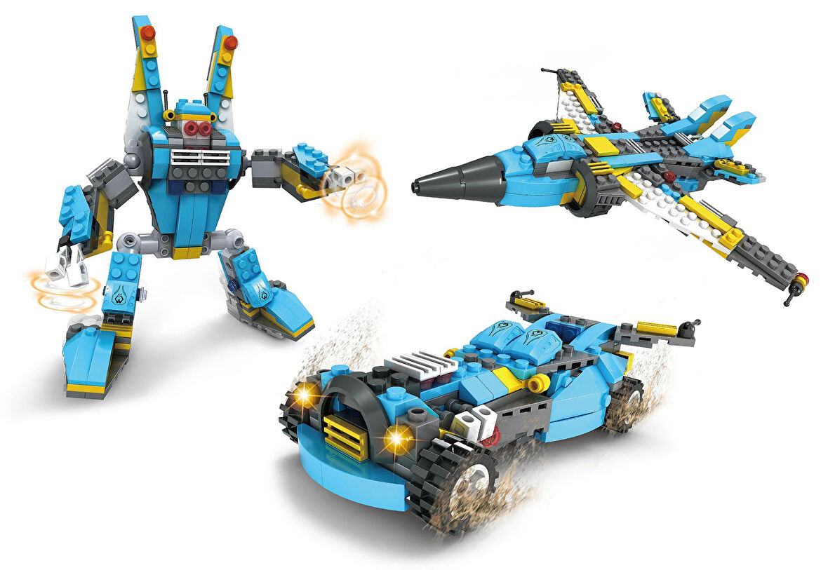 Eğlenceli Oyuncak Ausini City 3'Lü Araç Seti 271 Parça Kız Erkek Çocuk Eğitici