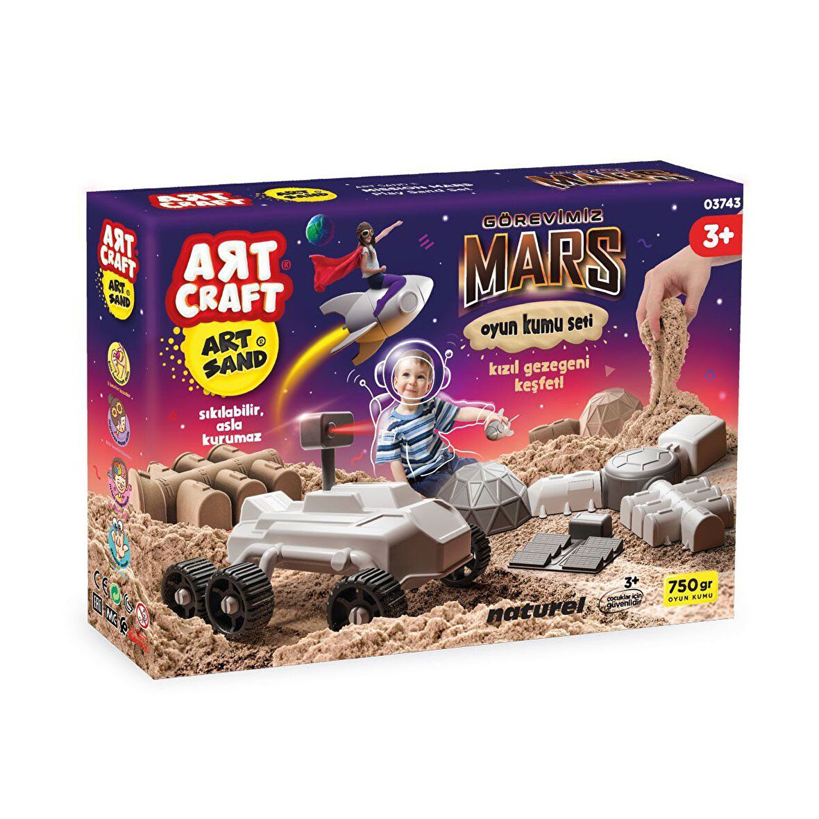Eğitici Oyuncak 03743 Art Craft Görevimiz Mars Kinetik Kum Oyun Seti 750 gr. Kız Erkek Çocuk Eğitici Öğretici Oyunca