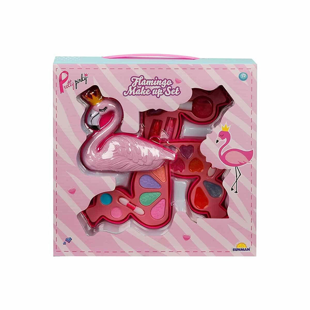 Kız Erkek Çocuk Oyuncak 2599 Flamingo Şekilli 3 Katlı Makyaj Güzellik Seti Kız Erkek Çocuk Eğitici Eğiti