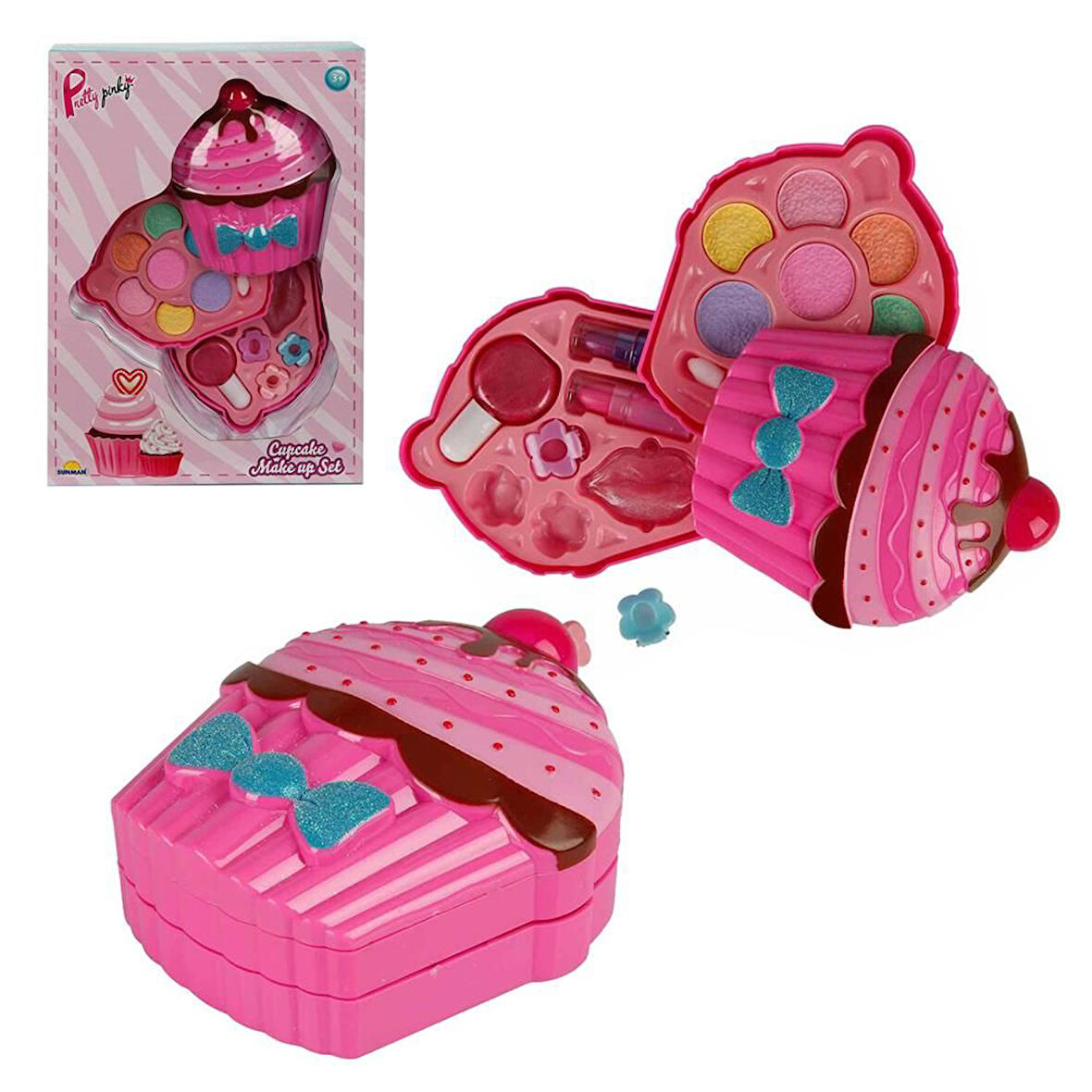 Kız Erkek Çocuk Oyuncak Cupcake Şekilli 2 Katlı Makyaj Güzellik Seti Kız Erkek Çocuk Eğitici Eğitici Oyu