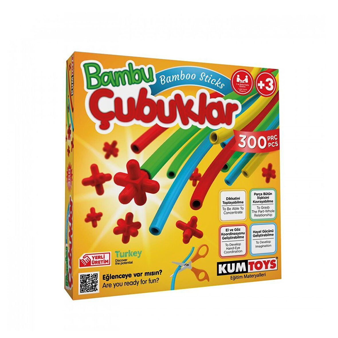 Kız Erkek Çocuk Oyuncak 5462 KumToys, Bambu Çubuklar - 300 parça / +3 yaş Kız Erkek Çocuk Eğitici Eğitic