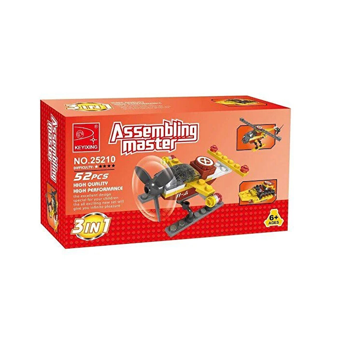Eğlenceli Oyuncak Ausini Assembling Master 3 in 1 52 Parça Helikopterler Kız Erkek Çocuk Eğitici E