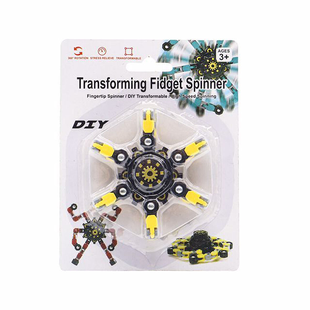 Eğlenceli Oyuncak Robota Dönüşen Sarı Stres Çarkı Kız Erkek Çocuk Eğitici