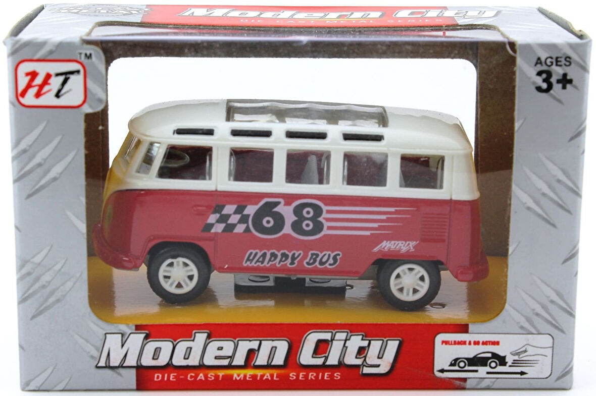 Eğitici Oyuncak Çek Bırak Kırmızı Minibüs M8668-24 Kız Erkek Çocuk Eğitici