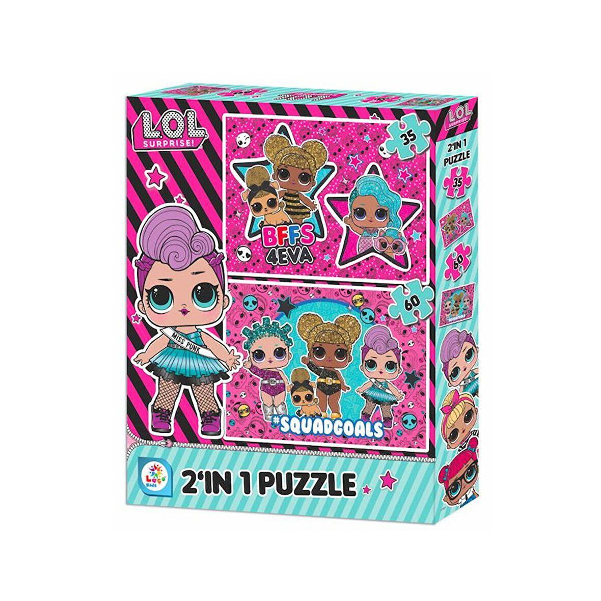 Eğlenceli Oyuncak LOL7583 Laço Kids L.O.L. 2'li Puzzle / 35+60 Parça Puzzle Kız Erkek Çocuk Eğiticila