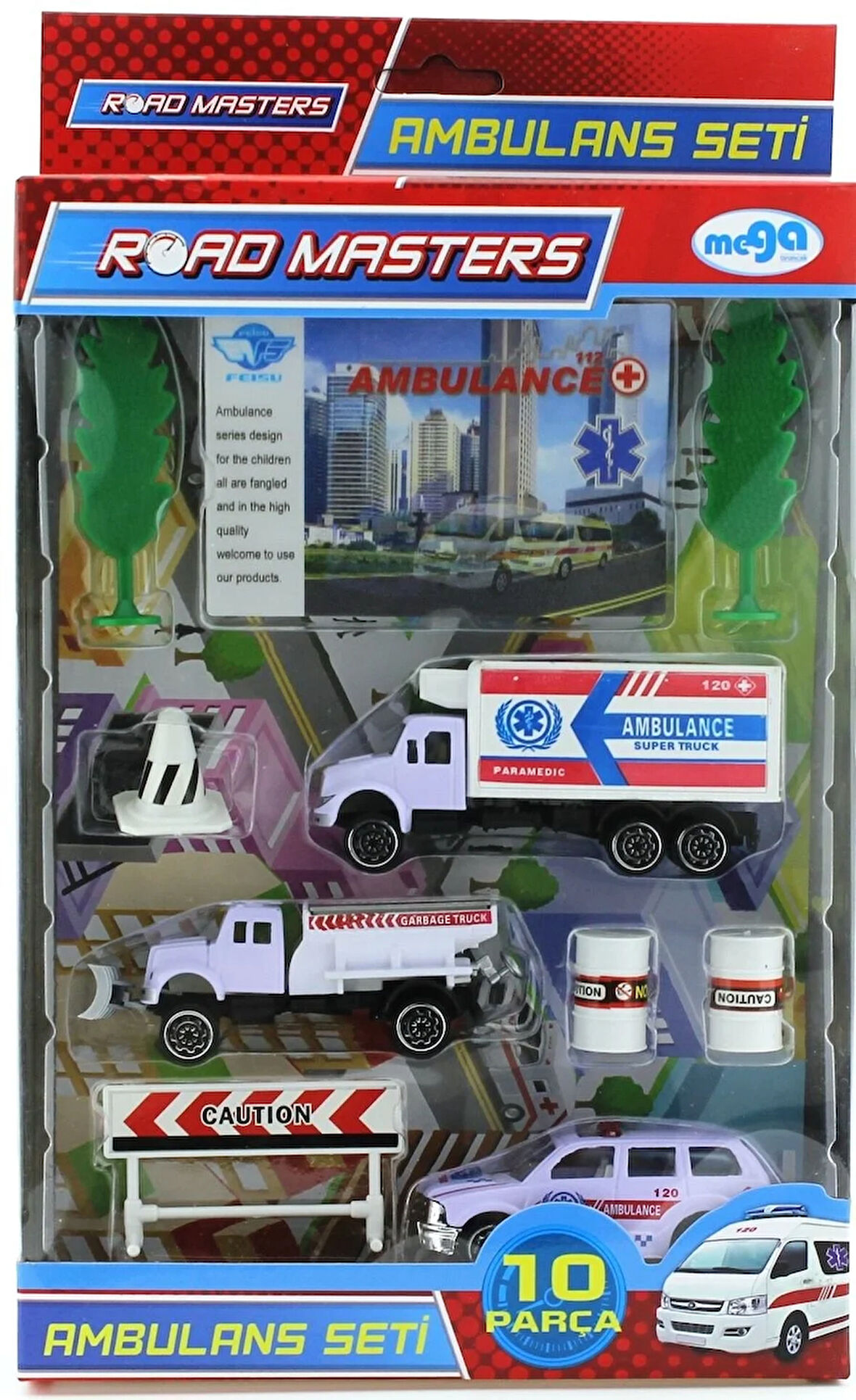 Kız Erkek Çocuk Oyuncak Ağaçlı Metal Ambulans Seti Jp9103 Kız Erkek Çocuk Eğitici