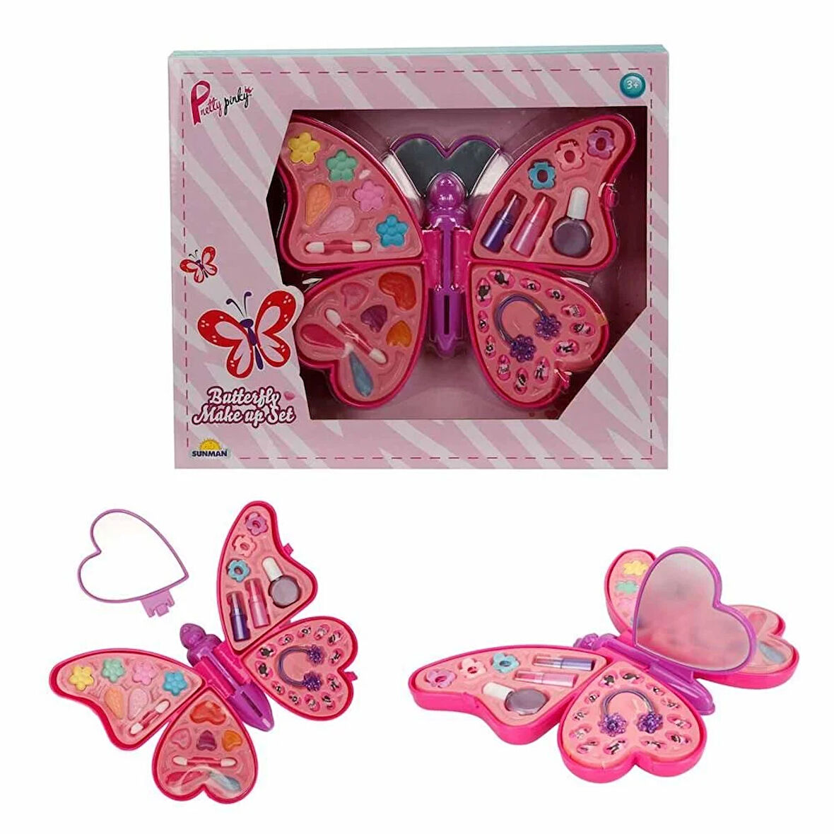 Kız Erkek Çocuk Oyuncak Kelebek Şekilli 4 Katmanlı Makyaj Güzellik Seti Kız Erkek Çocuk Eğitici Eğitici