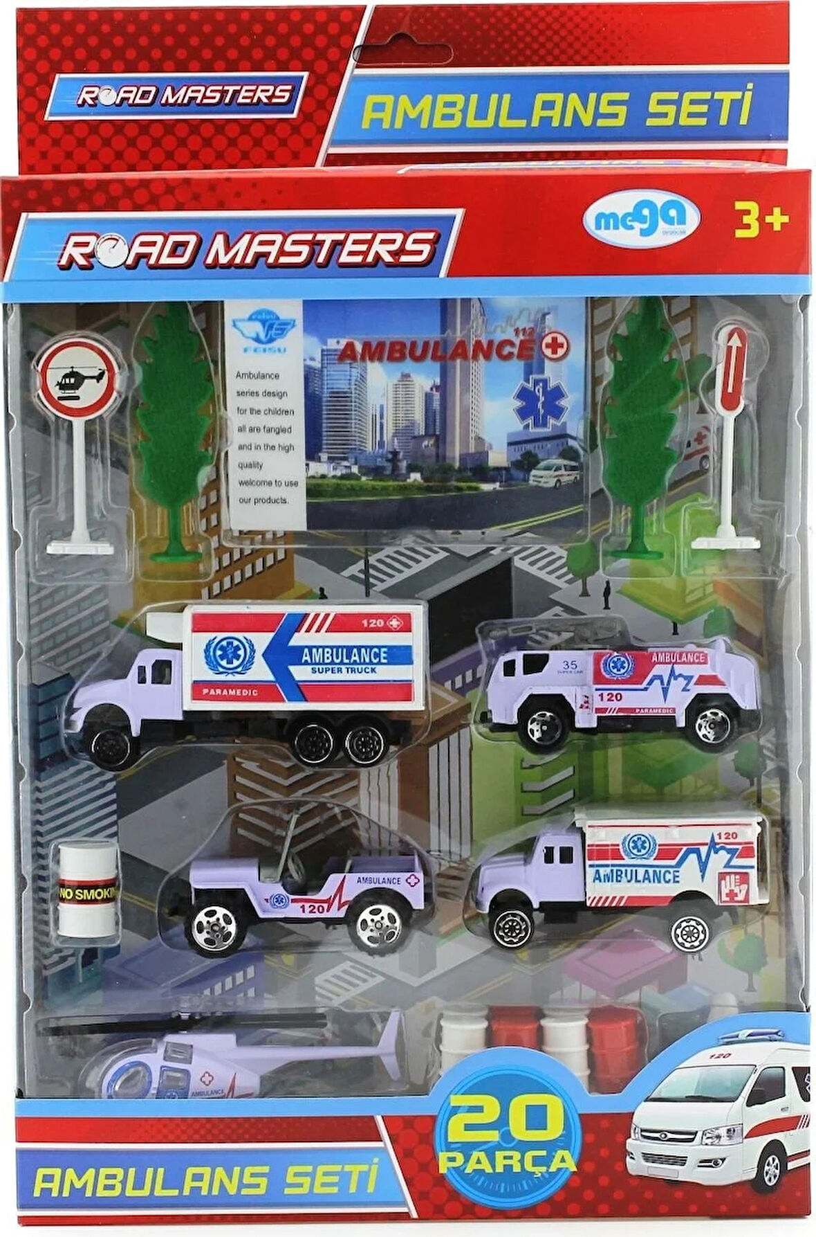 Eğitici Oyuncak Helikopterli Metal Ambulans Seti Jp9105 Kız Erkek Çocuk Eğiticil