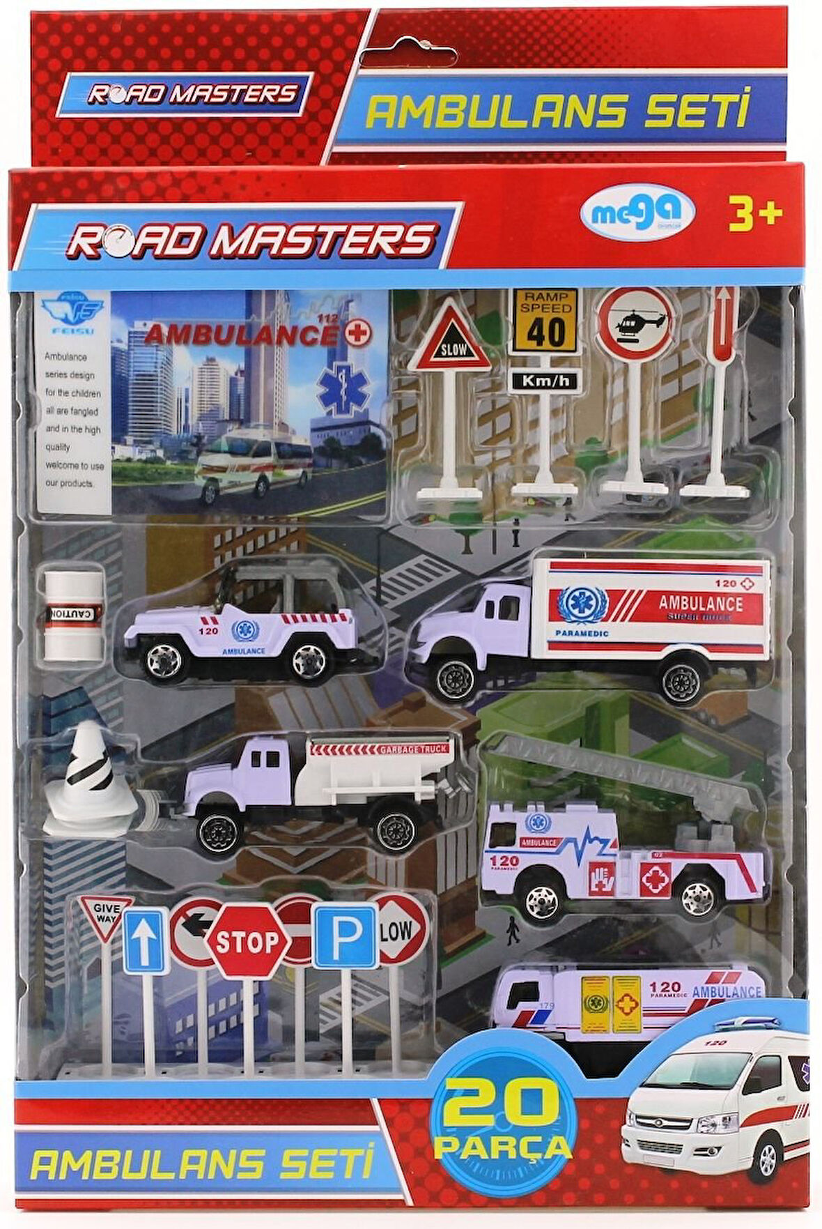 Öğretici Oyuncak Kamyonlu Metal Ambulans Seti Jp9105 Kız Erkek Çocuk Eğitici