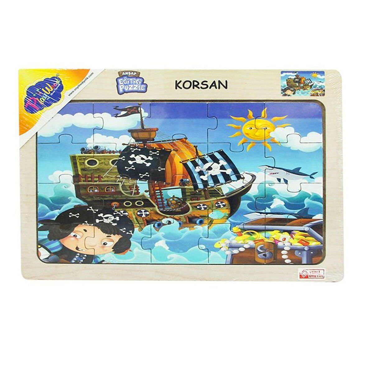 Eğitici Oyuncak 53/54/55/56 AHŞAP EĞİT.PUZZLE KORSAN Kız Erkek Çocuk Eğitici