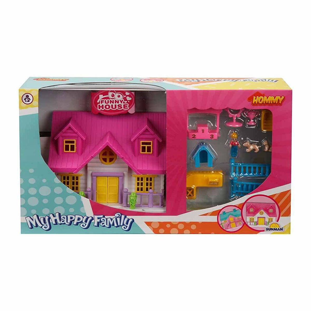 Eğlenceli Oyuncak 02081 Sunman, 2 Katlı Ev Oyun Seti Villa Kız Erkek Çocuk Eğitici