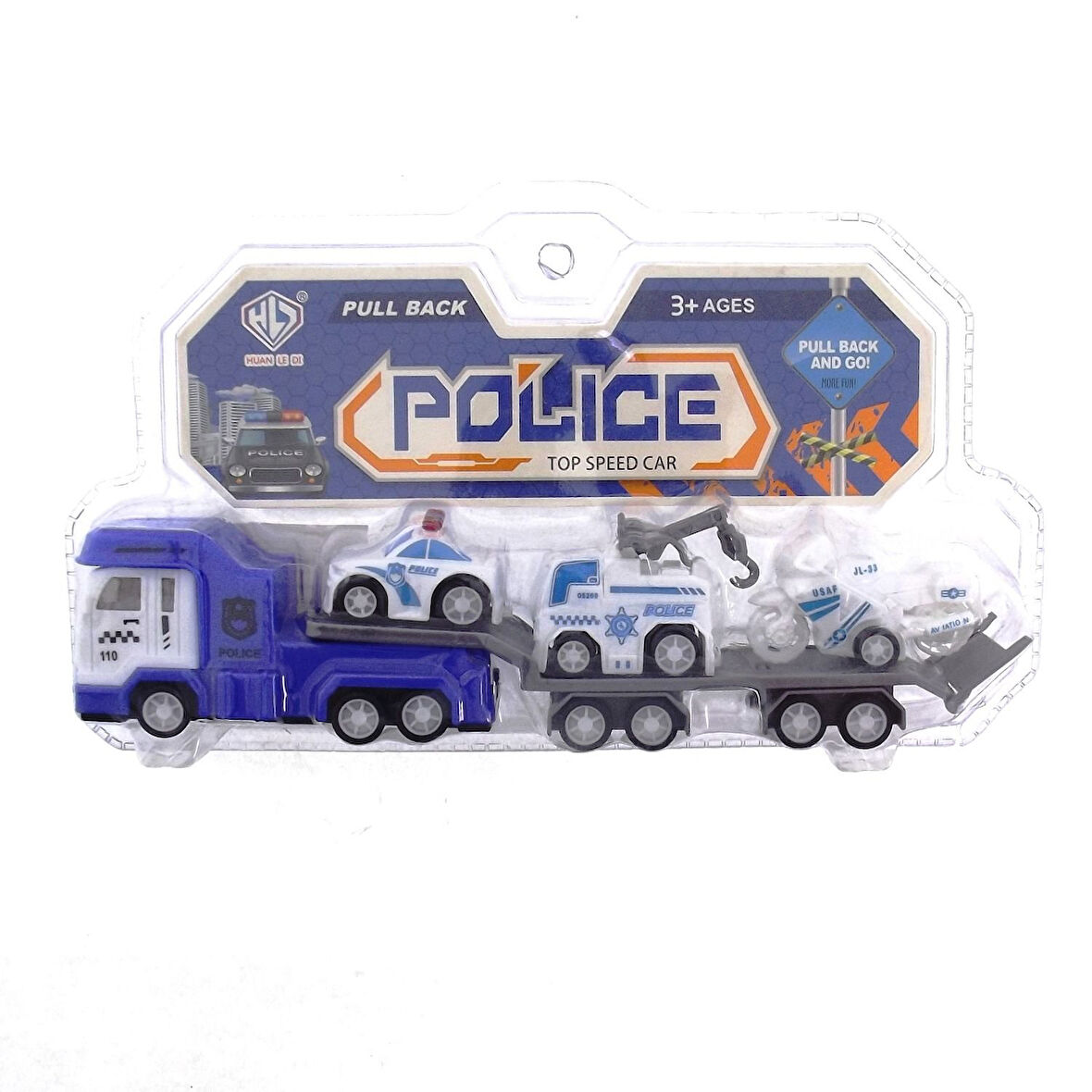 Öğretici Oyuncak Çek Bırak Taşıyıcı Polis Tırı ve Mini Araçlar Kız Erkek Çocuk Eğitici Eğitici Oy