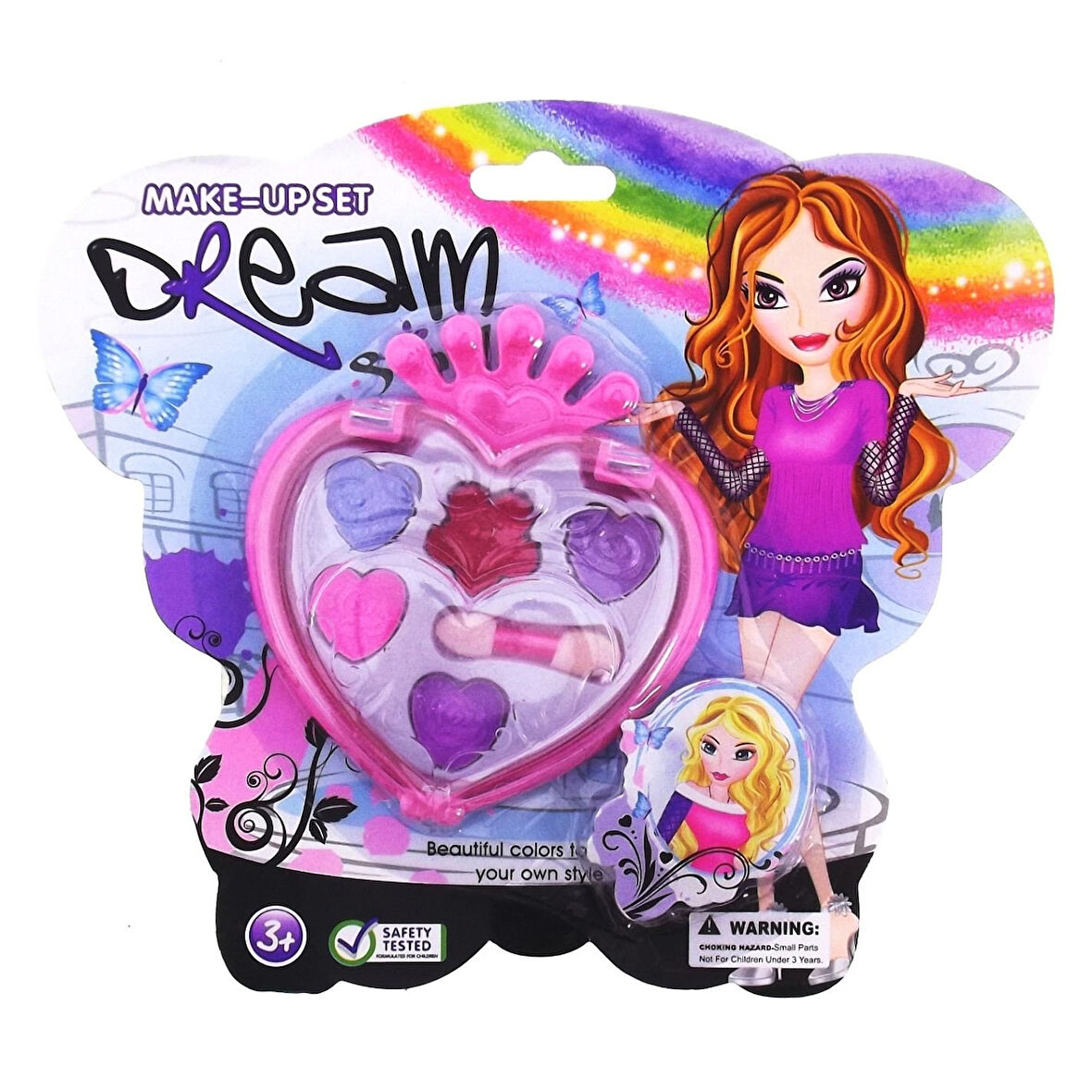Öğretici Oyuncak Kalp Kutulu Mini Makyaj Seti Kız Erkek Çocuk Eğitici