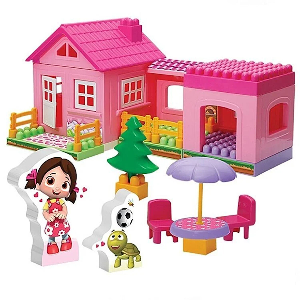 Eğlenceli Oyuncak Dede Niloya Tek Katlı Ev Bloklar Kız Erkek Çocuk Eğitici