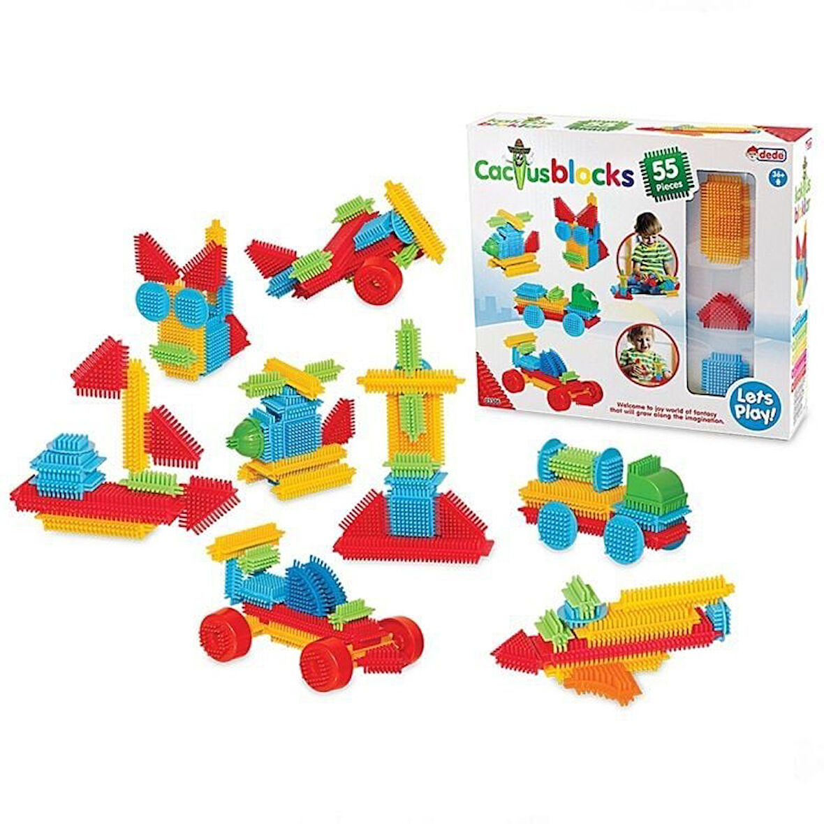 Kız Erkek Çocuk Oyuncak Dede Kaktüs Bloklar 55 Parça Kız Erkek Çocuk Eğitici