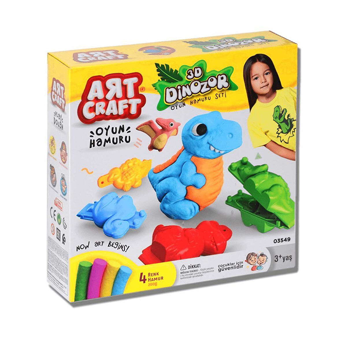 Öğretici Oyuncak Dede 3D Dinozor Oyun Hamuru Seti Kız Erkek Çocuk Eğitici