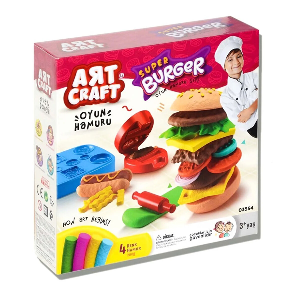 Kız Erkek Çocuk Oyuncak Dede Hamburger Oyun Hamuru Seti Kız Erkek Çocuk Eğitici