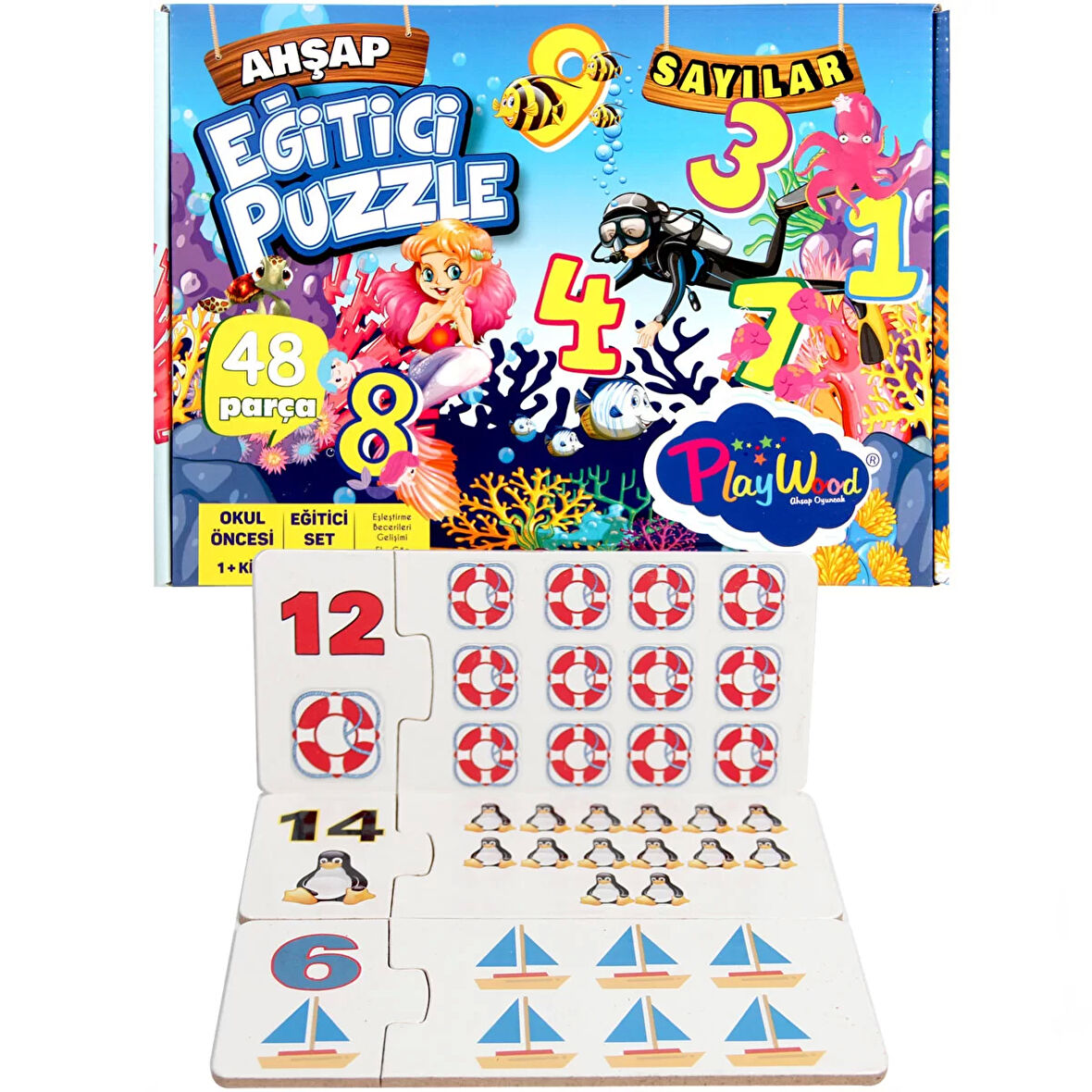 Kız Erkek Çocuk Oyuncak Playwood Ahşap Eğitici Puzzle Sayılar Kız Erkek Çocuk Eğitici