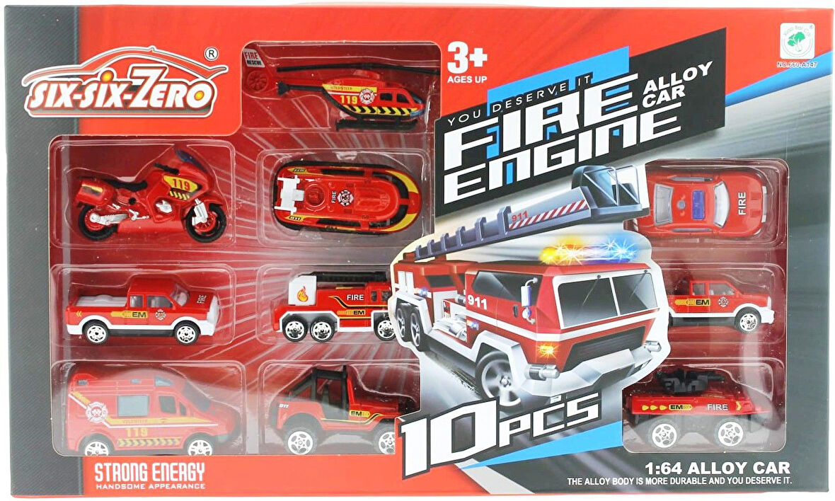 Eğitici Oyuncak 10'lu Die Cast Metal İtfaiye Araçları Seti Kız Erkek Çocuk Eğitici Eğitici Oyunc
