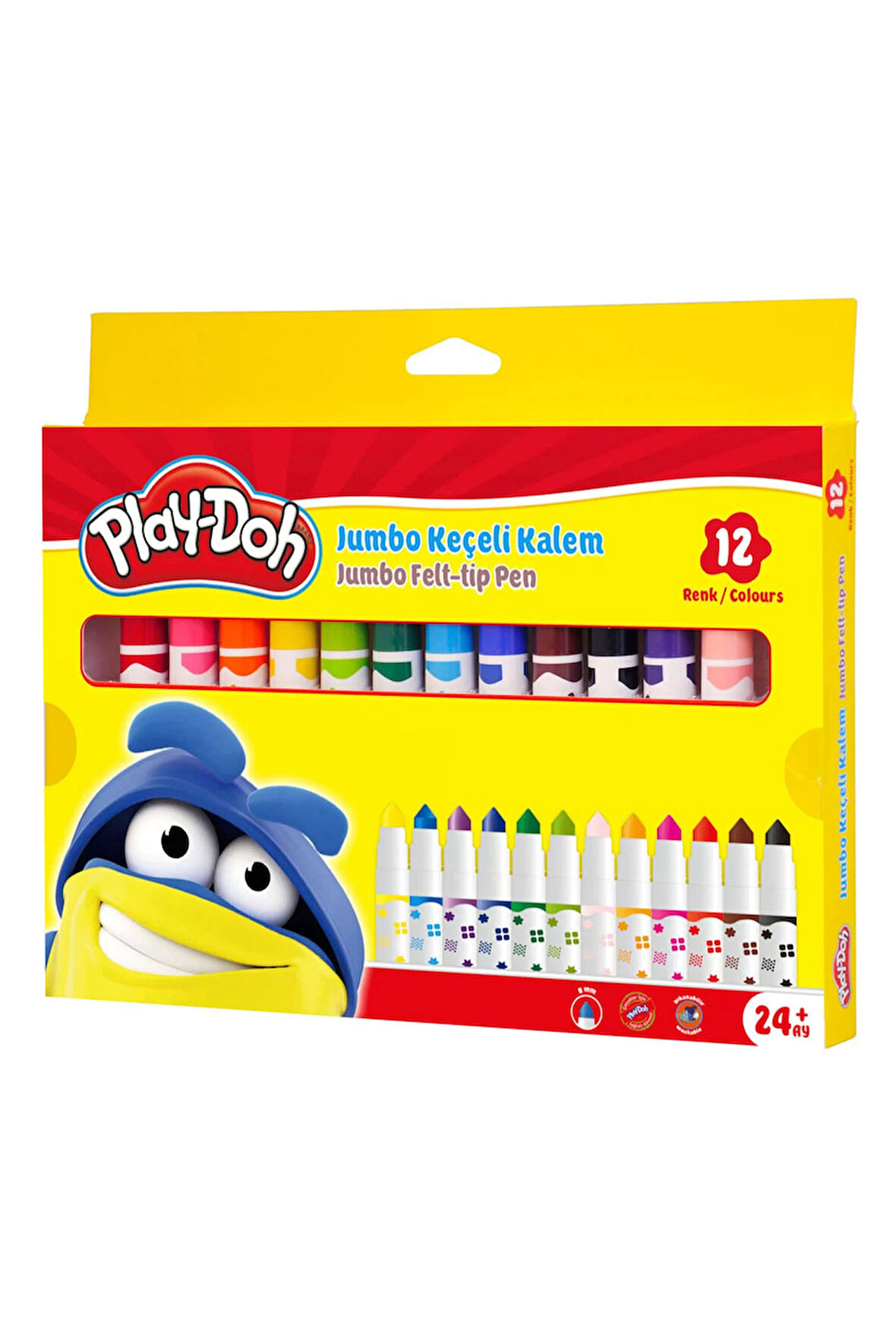 Kız Çocuk Oyuncak Erkek Çocuk Oyuncak Play-Doh Jumbo Keçeli Kalem Karton 12 Renk 8 mm Eğitici Oyunca